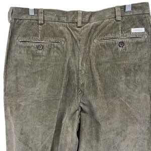 VTG Daniel Cremieux Salon Corduroy Pants Mens 34x33 Cuffed Pleated Olive Y2K EUC